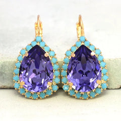 Turquoise Boho Bliss: Luxury Charm Hoop Earrings with Amethyst Drops