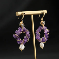 Amethyst Glow: Luxe Elegance with Freshwater Pearls Earrings