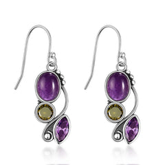 Graceful Drops: S925 Sterling Silver Amethyst Earrings, Fine Jewelry for Women