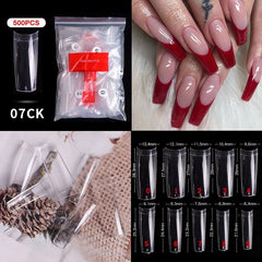 500pcs Natural Clear False Acrylic Nail Tips - Full/Half Cover Tips