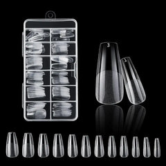 120Pcs Clear Gel X Manicure Tips - Seamless Stiletto/Coffin No Mark Fake Nails