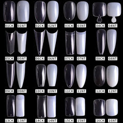 500pcs Natural Clear False Acrylic Nail Tips - Full/Half Cover Tips