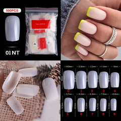 500pcs Natural Clear False Acrylic Nail Tips - Full/Half Cover Tips