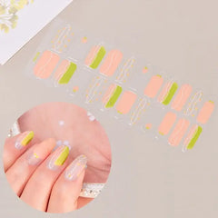 Semi Cured Gel Nail Wraps Full Cover Adhesive Manicure Decoration