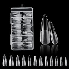 120Pcs Clear Gel X Manicure Tips - Seamless Stiletto/Coffin No Mark Fake Nails