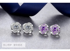 Tibetan Silver Chic: Genuine Amethyst Stud Earrings for Women