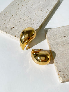 Celestial Glow: 18K Gold-Plated, Oversized Teardrop Aura Earrings - The Kylie Essence Collection