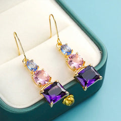 Gemstone Elegance: Amethyst and Topaz Stud Earrings in 925 Sterling Silver