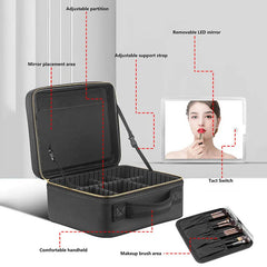 Chic Smart LED Cosmetic Case with Mirror - Spacious Travel Makeup Bag for Skincare and Beauty Essentials