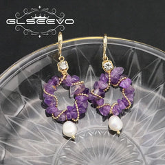 Amethyst Glow: Luxe Elegance with Freshwater Pearls Earrings