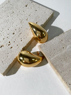 Celestial Glow: 18K Gold-Plated, Oversized Teardrop Aura Earrings - The Kylie Essence Collection