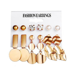 Gold Sequin Drop Earrings Set