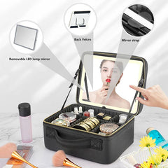 Chic Smart LED Cosmetic Case with Mirror - Spacious Travel Makeup Bag for Skincare and Beauty Essentials