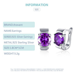 925 Silver Amethyst Hoop Earrings For Women