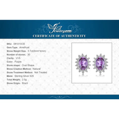 Timeless Glamour: Natural Amethyst Halo Stud Earrings in 925 Sterling Silver for Women's Fashion Classic