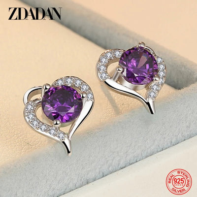 Heartfelt Charm: 925 Sterling Silver Amethyst Heart Earrings - Gadget and Glam Shop