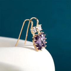 Radiant Elegance: Gold Drop Earrings with 925 Silver and Purple Amethyst