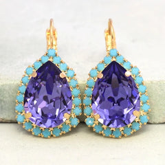 Turquoise Boho Bliss: Luxury Charm Hoop Earrings with Amethyst Drops