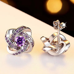 Tibetan Silver Chic: Genuine Amethyst Stud Earrings for Women