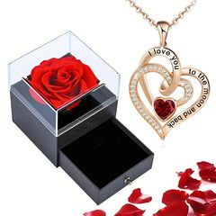 Elegant 2024 Heart Zircon Necklace in Rose Box - Perfect for Valentine's Day & Special Moments