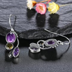 Graceful Drops: S925 Sterling Silver Amethyst Earrings, Fine Jewelry for Women