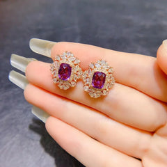 Genuine Beauty: Natural Amethyst Stud Earrings, Antiallergic 925 Silver with 3 Layers of 18K Gold Plating