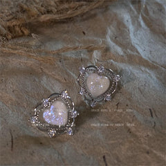 Peach Heart Stud Earrings