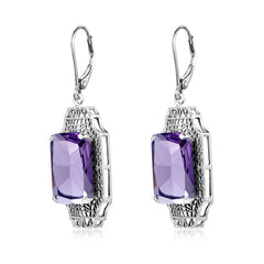 Timeless Luxury: Vintage Amethyst Long Drop Earrings in 925 Silver, 100% Handmade Designer Earrings