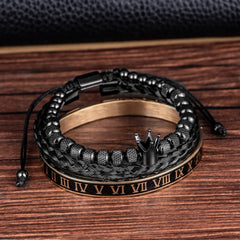 Luxury Enamel Roman  Bracelet Royal Crown Charm Men Stainless Steel Geometry Pulseiras Open Adjustable Bracelets Couple Jewelry