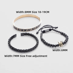 Luxury Enamel Roman  Bracelet Royal Crown Charm Men Stainless Steel Geometry Pulseiras Open Adjustable Bracelets Couple Jewelry