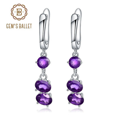 Purple Radiance: 925 Sterling Silver Drop Earrings with 4.21Ct Natural Amethyst - Gadget and Glam Shop