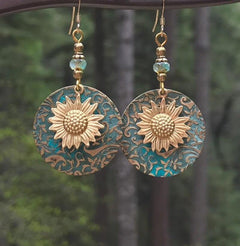 Color Separation Sunflower Earrings