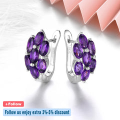 Classic Beauty: Natural Amethyst Clip Earrings, 2.8 Carats in Sterling Silver