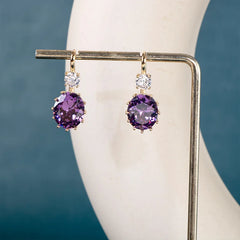 Radiant Elegance: Gold Drop Earrings with 925 Silver and Purple Amethyst