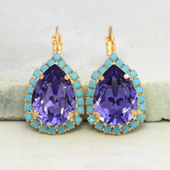 Turquoise Boho Bliss: Luxury Charm Hoop Earrings with Amethyst Drops