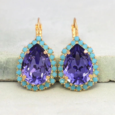 Turquoise Boho Bliss: Luxury Charm Hoop Earrings with Amethyst Drops - Gadget and Glam Shop