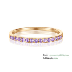 Timeless Charm: February Birthstone Ring with Natural Amethyst Gemstone, 14k Solid Gold Eternity Design