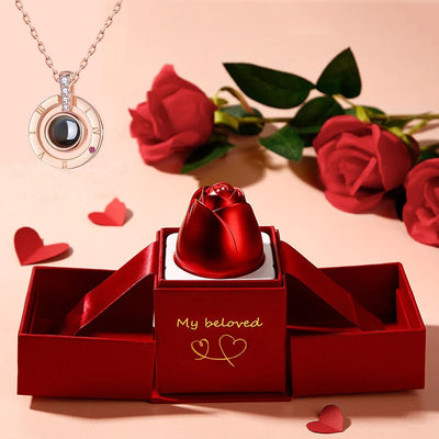 Rose and Projection Necklace With Gift Box