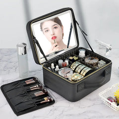 Chic Smart LED Cosmetic Case with Mirror - Spacious Travel Makeup Bag for Skincare and Beauty Essentials