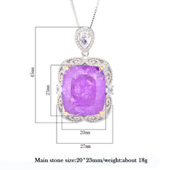 Vintage Opulence: Luxury 20*23mm Amethyst Pendant Chain Necklace for Women with Lab Diamond Accents