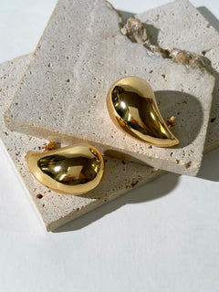 Celestial Glow: 18K Gold-Plated, Oversized Teardrop Aura Earrings - The Kylie Essence Collection