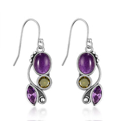 Graceful Drops: S925 Sterling Silver Amethyst Earrings, Fine Jewelry for Women