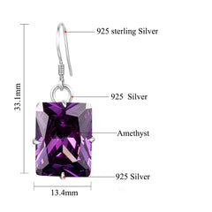 Elegant Vintage Charm: Real 925 Sterling Silver Women's Earrings with Handmade Amethyst Gemstone Drops, Designer Jewelry