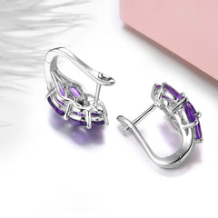 Classic Beauty: Natural Amethyst Clip Earrings, 2.8 Carats in Sterling Silver