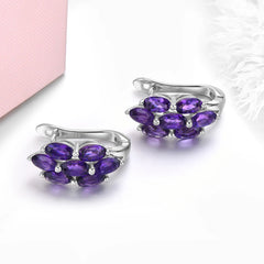 Classic Beauty: Natural Amethyst Clip Earrings, 2.8 Carats in Sterling Silver