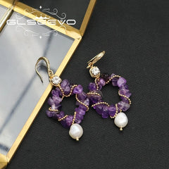 Amethyst Glow: Luxe Elegance with Freshwater Pearls Earrings