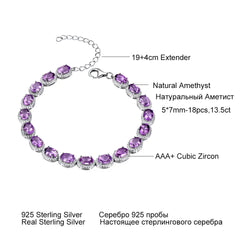 Luxury Radiance: 13.5ct Natural Amethyst Women's Bracelet in Real 925 Sterling Silver