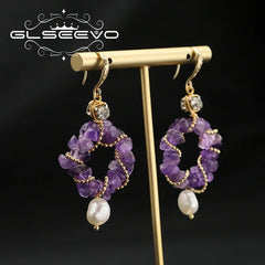 Amethyst Glow: Luxe Elegance with Freshwater Pearls Earrings