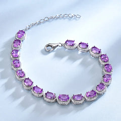 Luxury Radiance: 13.5ct Natural Amethyst Women's Bracelet in Real 925 Sterling Silver