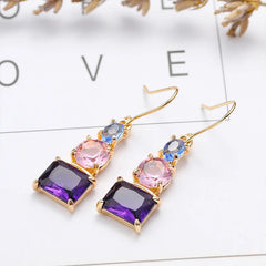 Gemstone Elegance: Amethyst and Topaz Stud Earrings in 925 Sterling Silver